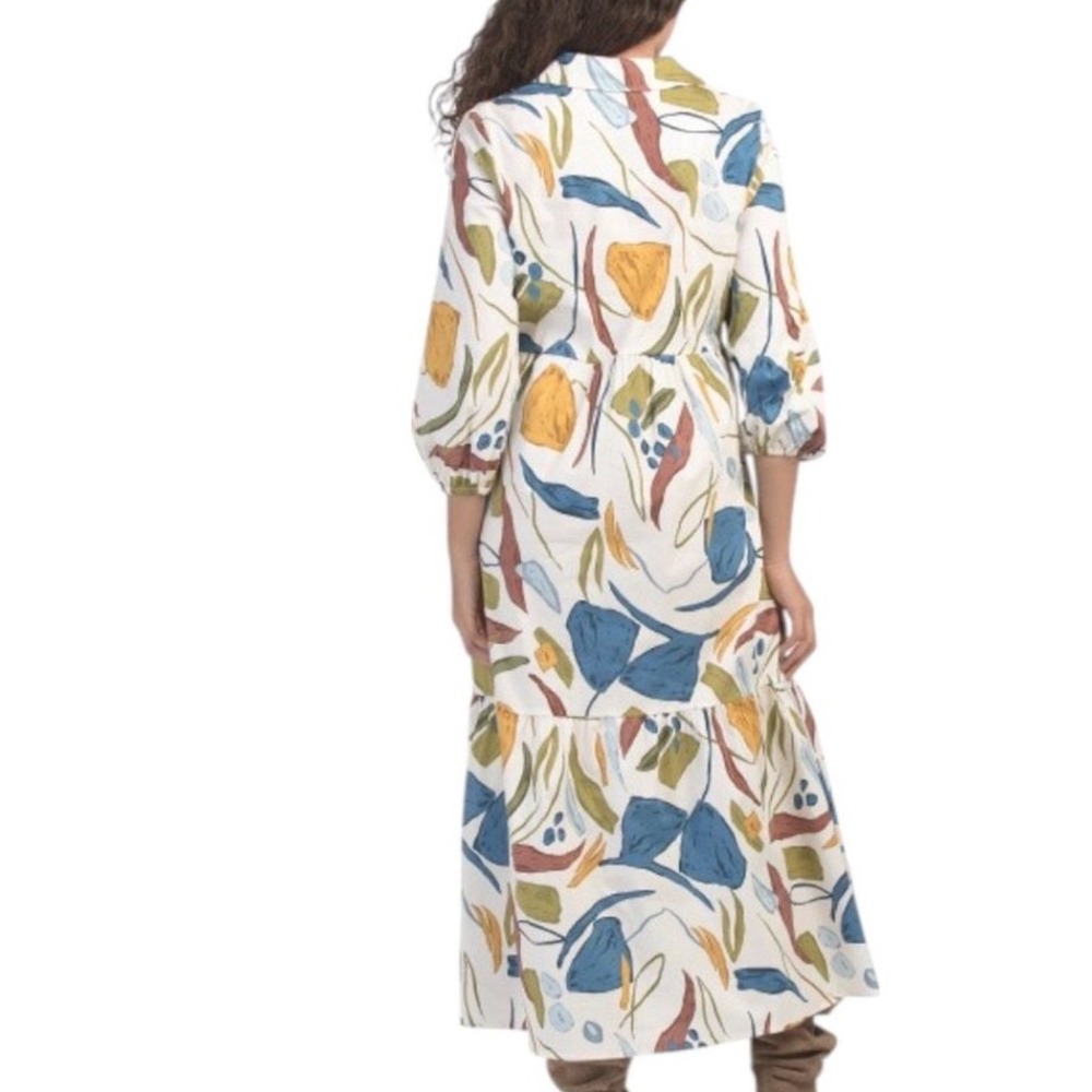Rachel Zoe Abstract Print Midi Dress Shirt Dress Womens Casual - Picture 5 of 13